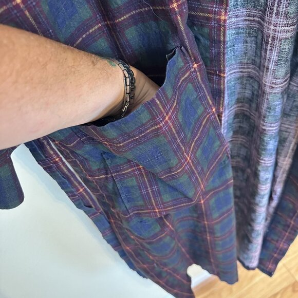 Vtg Saddlebred Plaid Robe Navy Blue Forrest Green One Size 100% Cotton Unisex - Picture 8 of 9